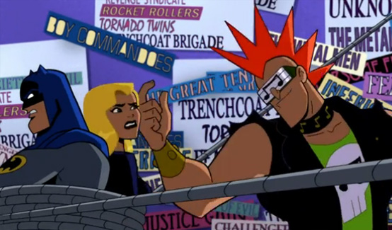 Надпись Близнецы Торнадо в мультсериале «Бэтмен: Отвага и смелость»