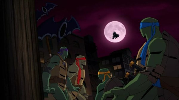 Кадр из мультфильма «Бэтмен против Черепашек-ниндзя»